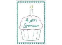 ITH Postkarte - Happy Birthday Muffin Kerze